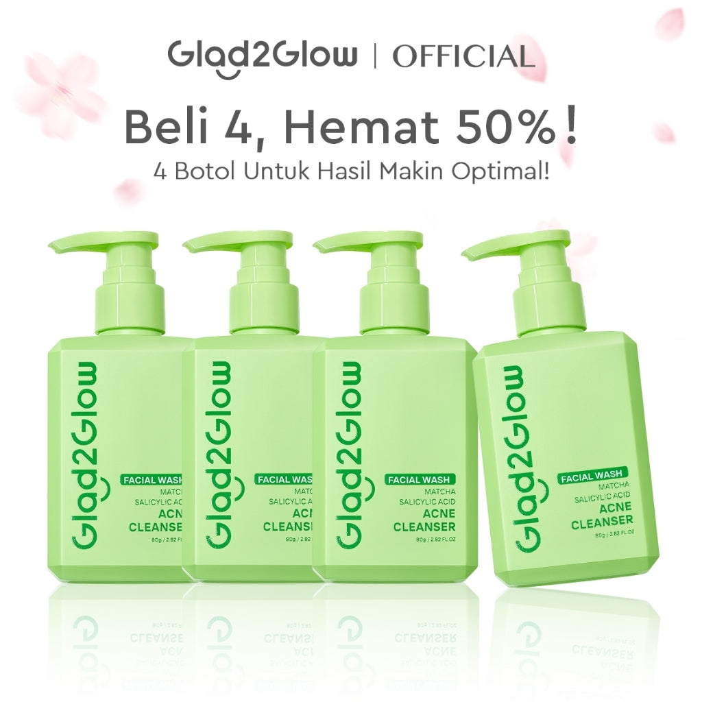 [New]Glad2Glow Matcha Salicylic Acid Acne Facial Cleanser 80ml Anti Jerawat Kontrol Minyak Face Wash Oily Acne Prone Skin Friendly sabun cuci muka g2g