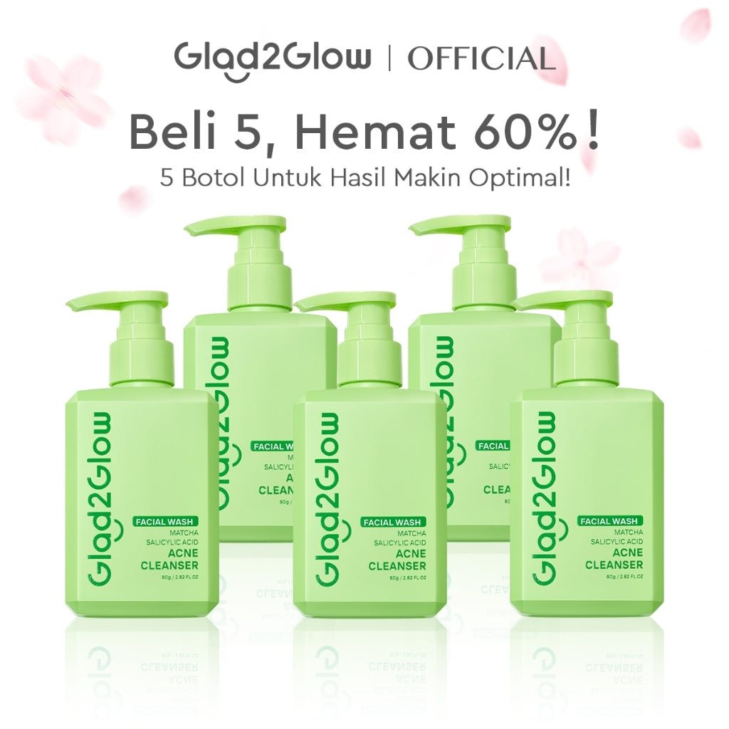 [New]Glad2Glow Matcha Salicylic Acid Acne Facial Cleanser 80ml Anti Jerawat Kontrol Minyak Face Wash Oily Acne Prone Skin Friendly sabun cuci muka g2g