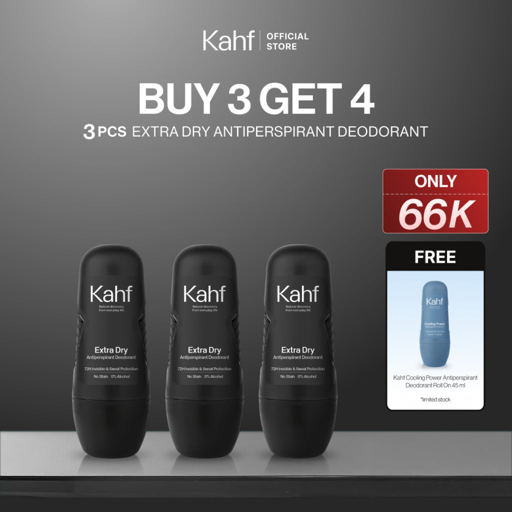 [SPECIAL 11.11 : B3G4 - KAHF BUNDLE 3IN1 PAKET DEODORANT] Triple Pack Kahf Deodorant Roll On Antiperspirant 45 ml - 3 pcs Deodoran Pria - Deo Anti Iritasi, Anti Bau, Fresh, Bebas Keringat, Wangi - Suitable for Daily Use
