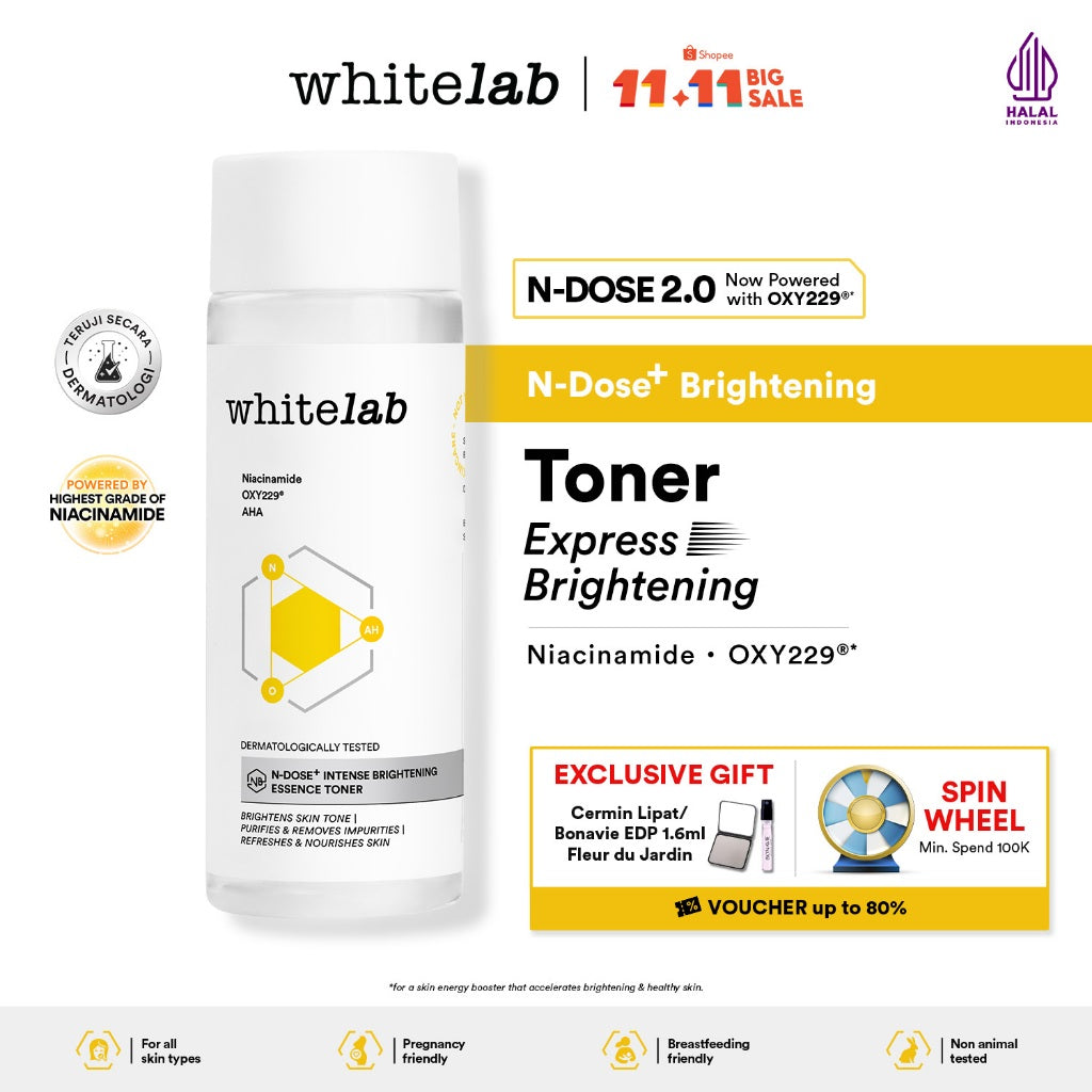 Whitelab Brightening Essence Toner - Pencerah Wajah Anti Kusam & Melembapkan N-Dose+ 2.0