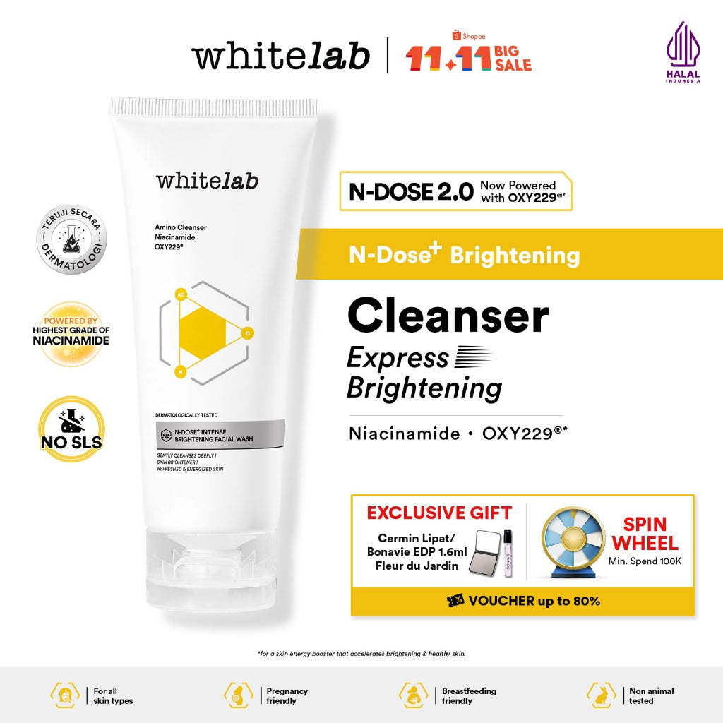 Whitelab Facial Wash Brightening - Sabun Cuci Muka Pembersih Pencerah N-Dose+ 2.0 dengan Amino Cleanser