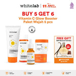 Whitelab 5 pcs Glow Booster C-Dose+ Brightening Paket Wajah - Facial Wash, Toner, Serum, with Day Cream & Moisturizer Paket Skincare