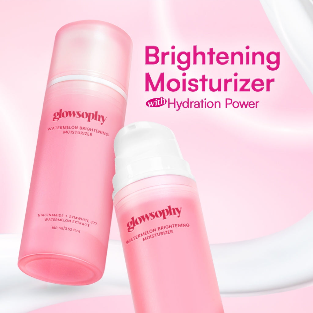 Glowsophy Watermelon Brightening Moisturizer Gel 100ml - Pelembab Wajah Ringan Mencerahkan Kulit dan Meratakan Warna Kulit Kusam Krim Siang dan Malam Perawatan Kulit Ekstrak Watermelon Pelembab Esensi Wajah Perawatan Kulit Pembersih
