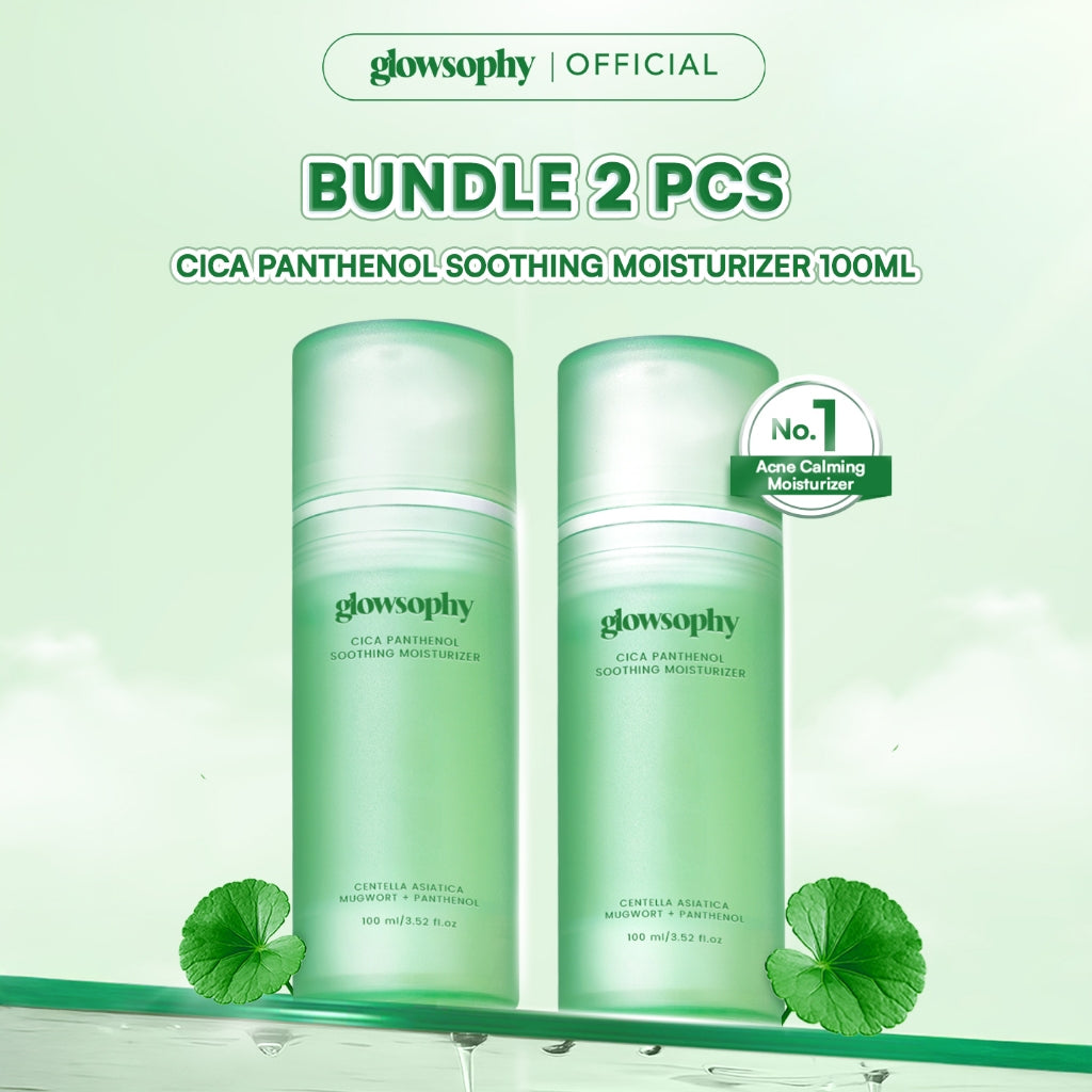 Glowsophy CICA Panthenol Soothing Moisturizer Gel 100ml - Pelembab Wajah Ringan Kulit Berjerawat & Sensitif untuk Membantu Menenangkan dan Meredakan Jerawat Kemerahan dengan sensasi Calming Pengontrol Minyak  Krim Anti Jerawat