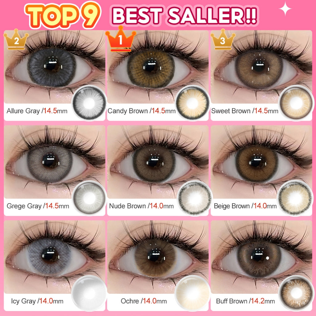 Magister Softlens Normal abu-abu coklat hitam seri Sepasang Lensa kontak diameter14.0-14.5MM kadar air 38% soflens