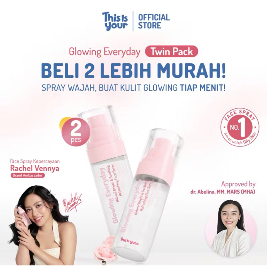 THIS IS YOUR - Glowing Everyday Shooting Refreshing Face Spray 75ml | Mengandung 2% Niacinamide, Rosa Canina, Centella Asiatica | Membantu Mencerahkan Wajah Cocok Untuk Kulit Kering, Berjerawat, dan Kusam