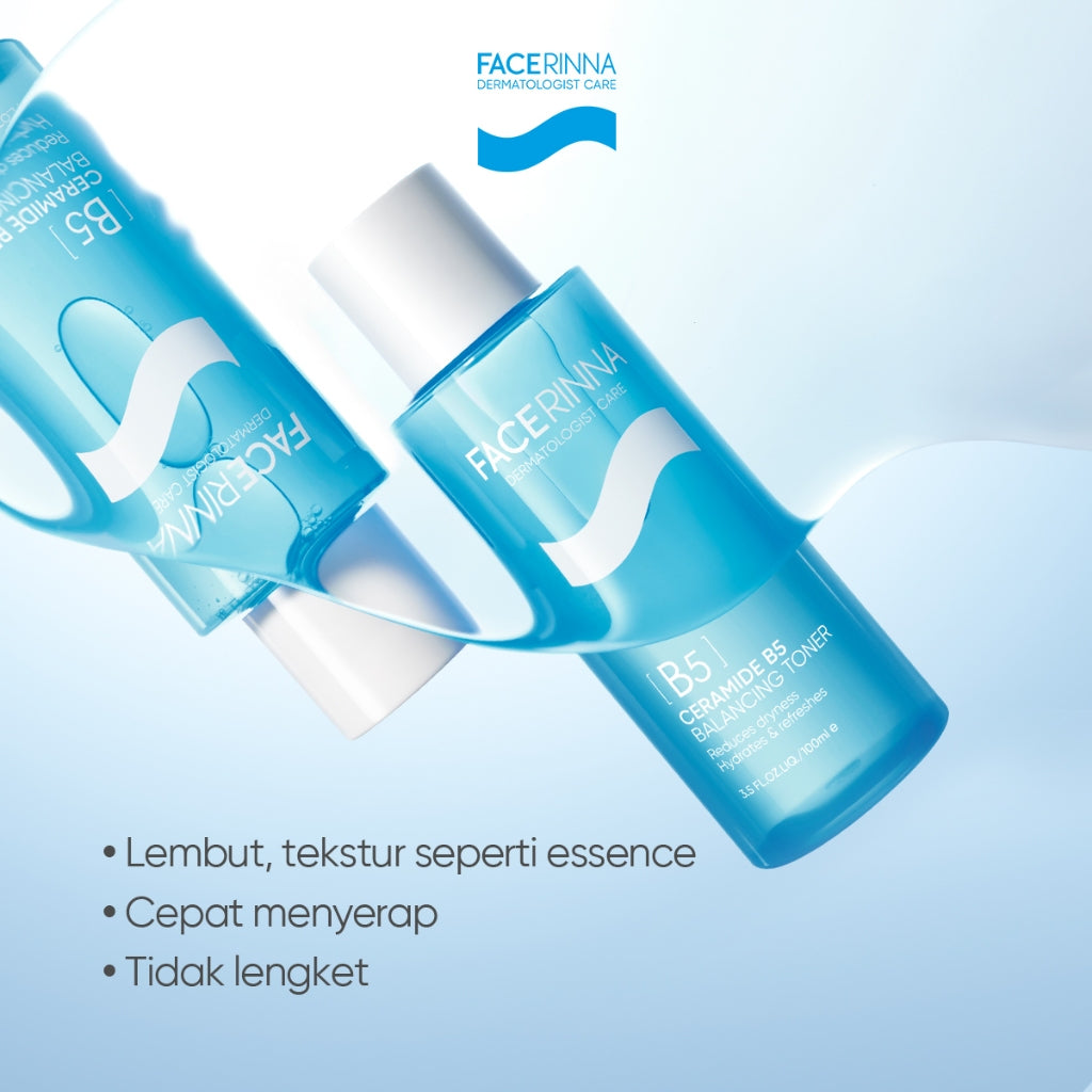 FACERINNA Ceramide B5 Balancing Toner 100 ml | Ceramide Soothing Calming Toner Hyaluronic acid Barrier Essence Toner Memperbaiki penghalang kulit Jaga kulit After-sun Hydrating Sensitive Barrier Care Skincare | Eksfoliasi Wajah Glycocid Acid Glycolic Acid