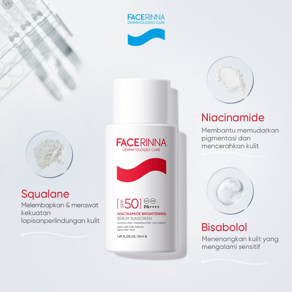 FACERINNA Dark Spot Brightening 4pcs/2pcs Skincare Set| Niacinamide TXA Evens Skin Brightening Deep Cleansing Proteksi UV Daily UV Defense Physical Sunscreen Menyerap Cepat Mencerahkan Fades Dark Spots Tone Up Cream Sunscreen Wajah Sunblock Kulit Berminya