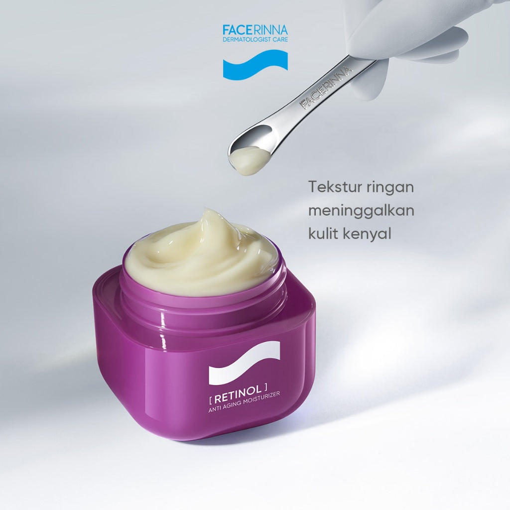 FACERINNA Retinol Anti-Aging 2pcs Skincare Set | Kerutan Memudarkan Garis Halus Meratakan Warna Kulit Menghaluskan Tekstur Kulit Mencerahkan Flek Hitam Melembapkan Menjaga Elastisitas Kulit Membantu Regenerasi Kulit Menghidrasi Kulit Kering Skincare BPOM