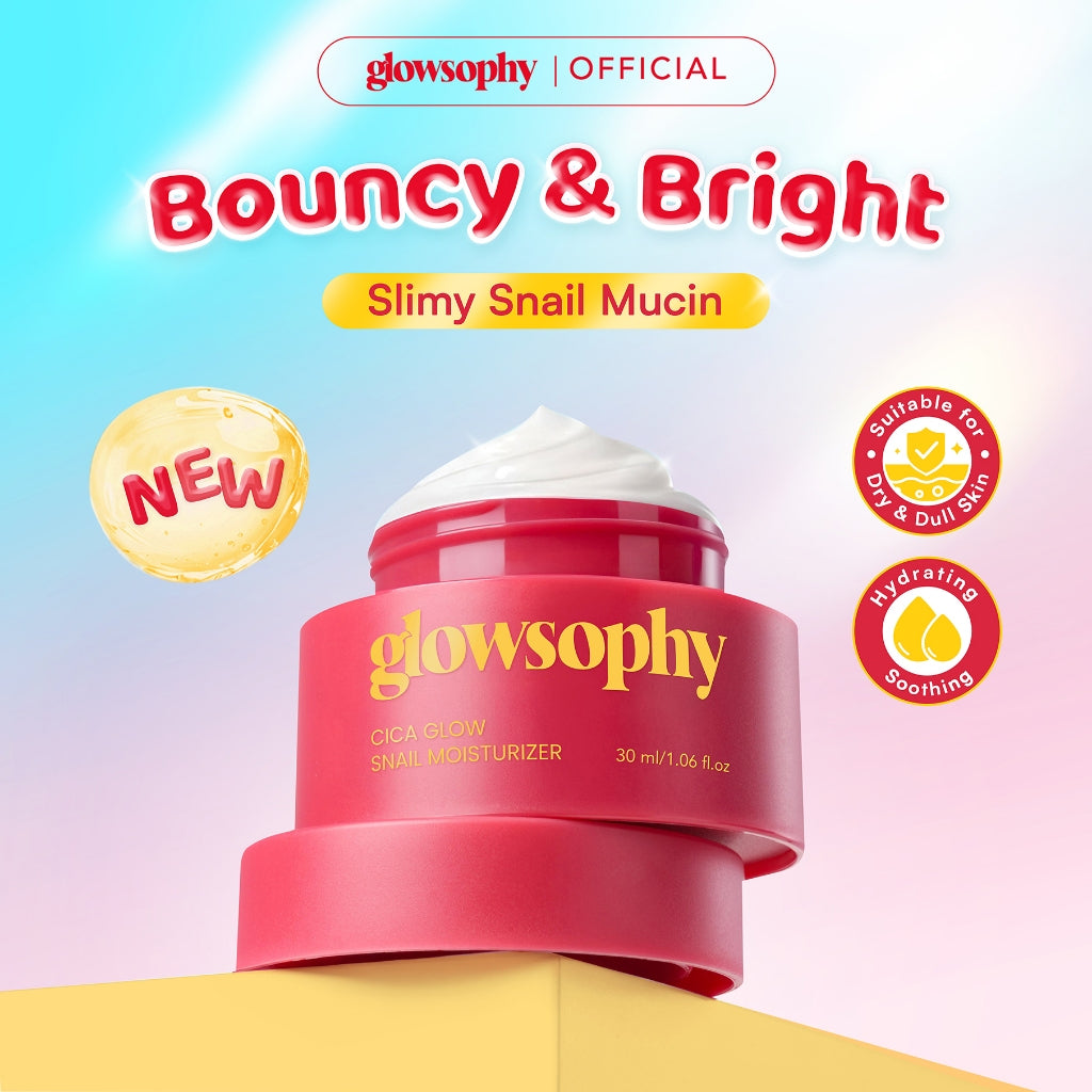 [NEW LAUNCH] Glowsophy Cica Glow Snail Moisturizer - Melembabkan kulit wajah, slimy-textured moisturizer, Membantu menenangkan kulit wajah , Mencerahkan wajah