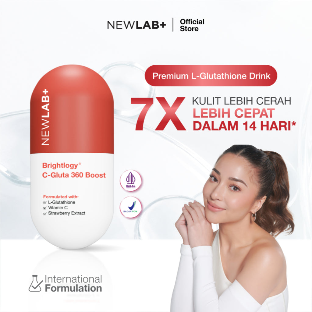 NEWLAB Brightlogy C-Gluta 360 Boost || Minuman Glutathione untuk Pemutih Badan || Glutathione Kapsul || Glutathione Whitening 50gr