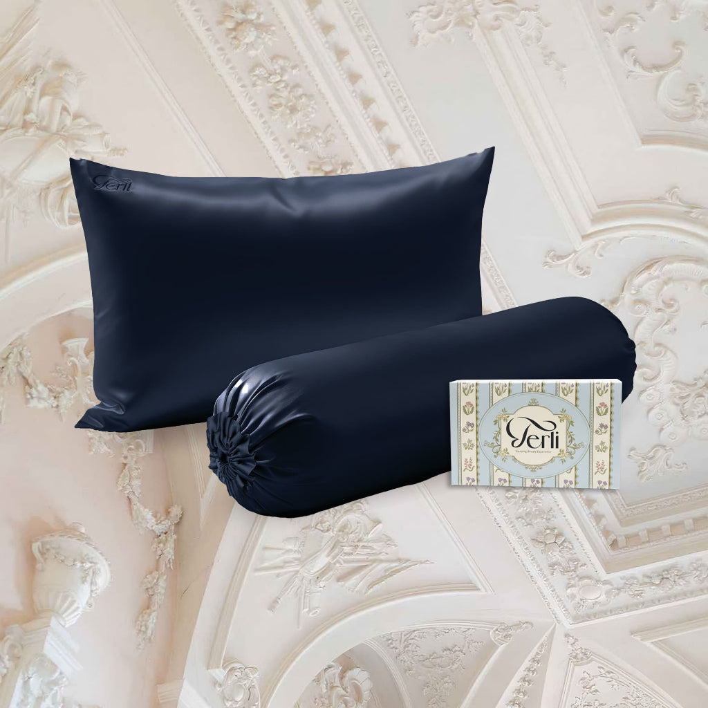 BUNDLE Sarung Bantal dan Guling Set PREMIUM Satin Silk Beauty Boost Pillowcase dan Bolster Case (Standard Size)