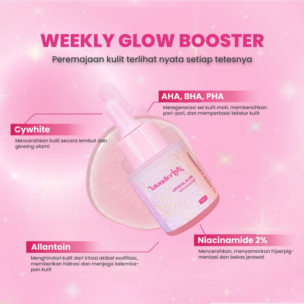 Crystal Glow Peeling Serum – 15% AHA BHA PHA + Cywhite™ | 2X Brightening Power, Kulit Glowing Sejak Pemakaian Pertama