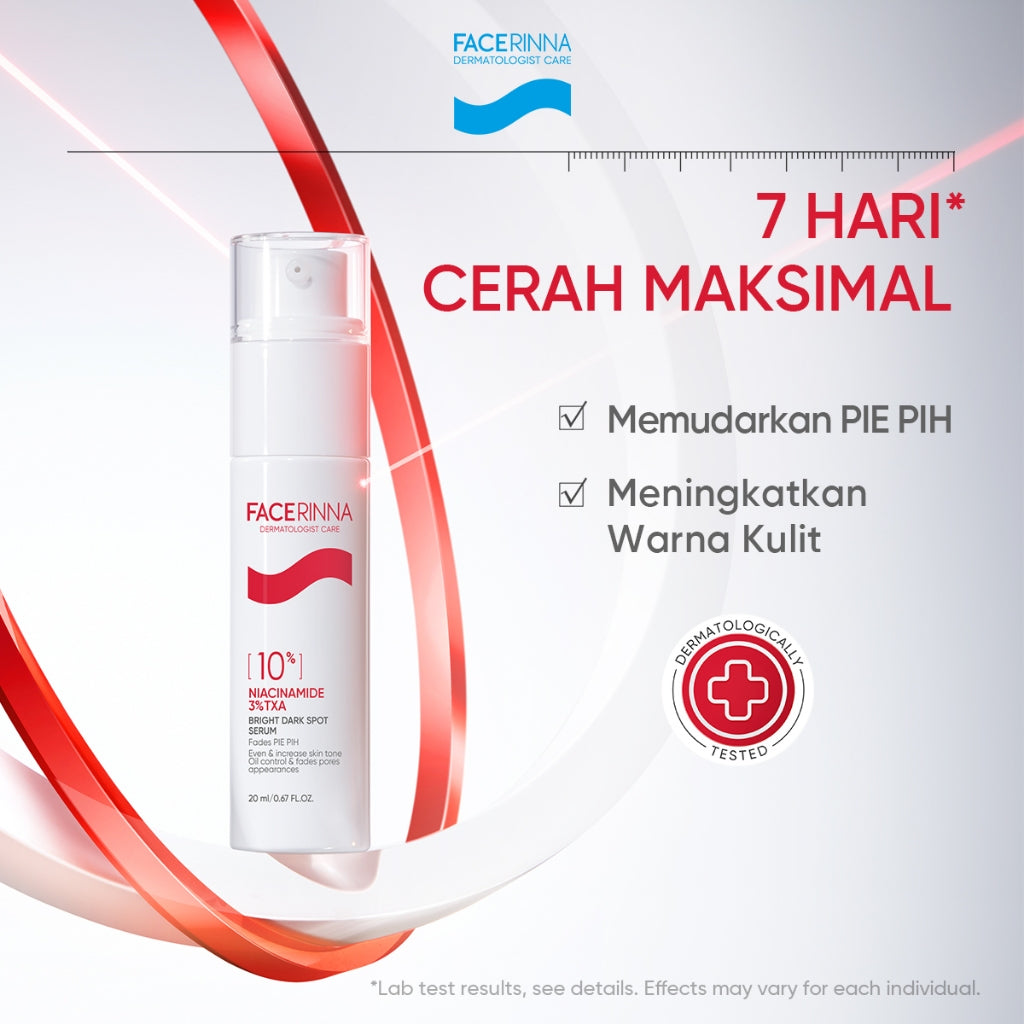 FACERINNA 10% Niacinamide + 3% TXA Power Bright Serum 20ml | White Serum Mencerahkan Wajah Mengurangi Dark Spot Flek Hitam Bekas Jerawat Pemutih Wajah| Whitening Brightening Glowing Anti Aging Anti Acne | with MSH Niacinamide Ceramide Semua Jenis Kulit