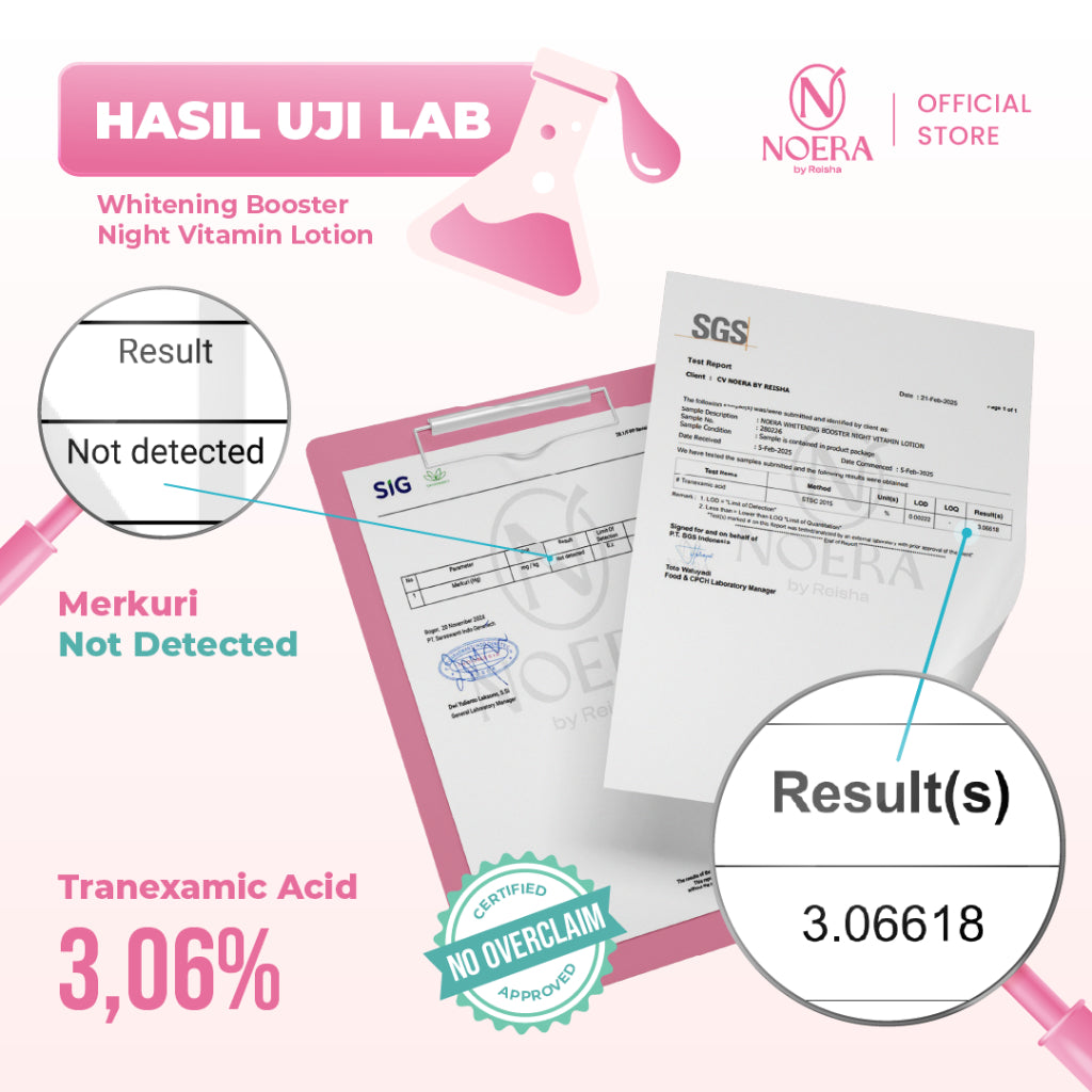 Noera Whitening Booster Night Vitamin Lotion | Hb Dosting Pencerah Kulit | Lotion Pemutih Kulit