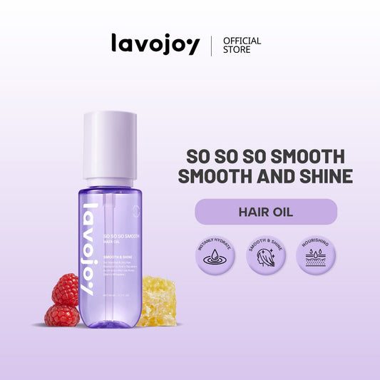 Lavojoy So So So Smooth Hair Oil 80ml  – Hair Oil Rambut Kering & Kusut, Melembutkan, Mengurangi Rambut Mengembang, Perlindungan Rambut Dari Panas Berlebih, Dengan 9 Natural Oils & Vitamin E