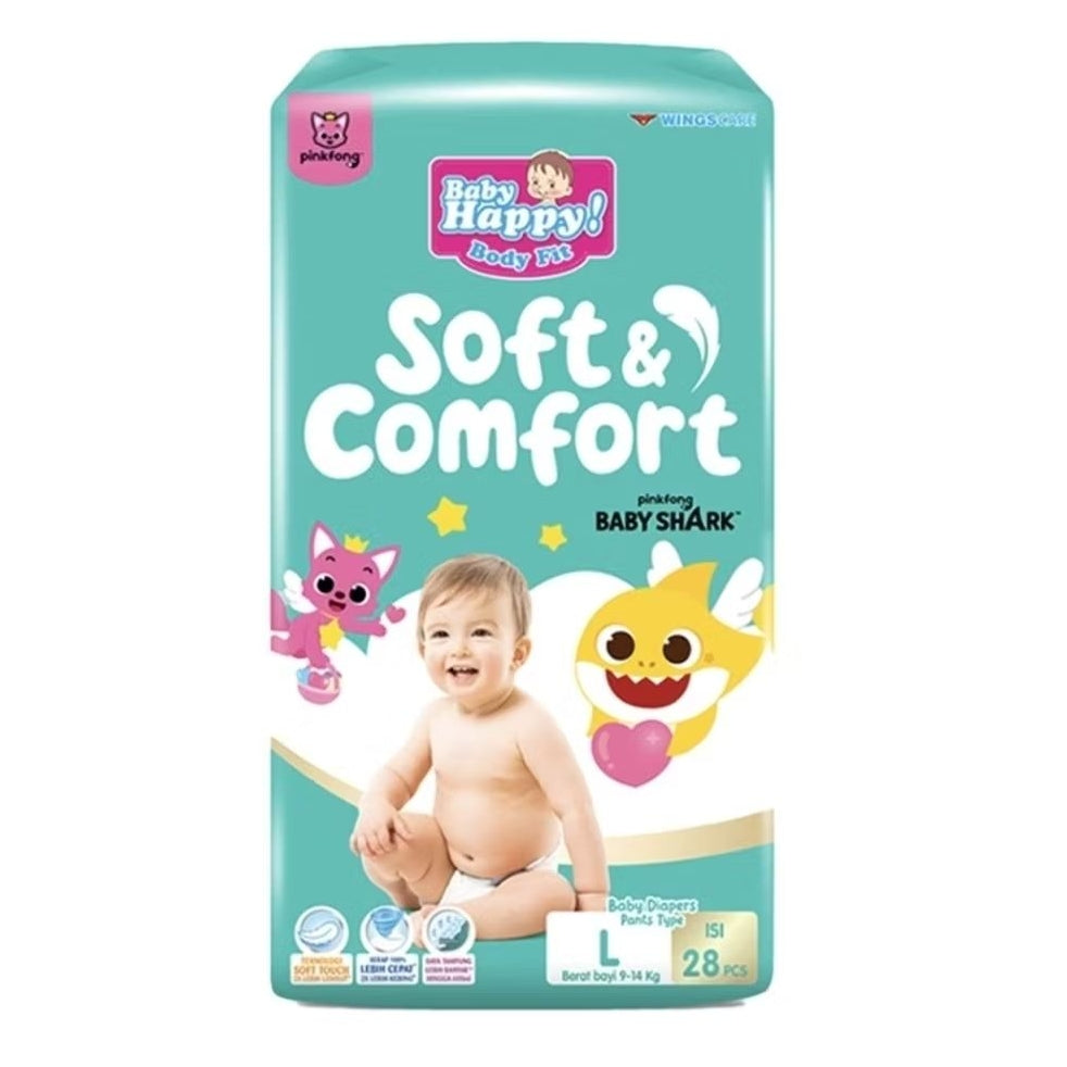 Baby Happy Fun & Comfort Pinkfong Baby Shark Popok Celana Bayi L 28 pcs