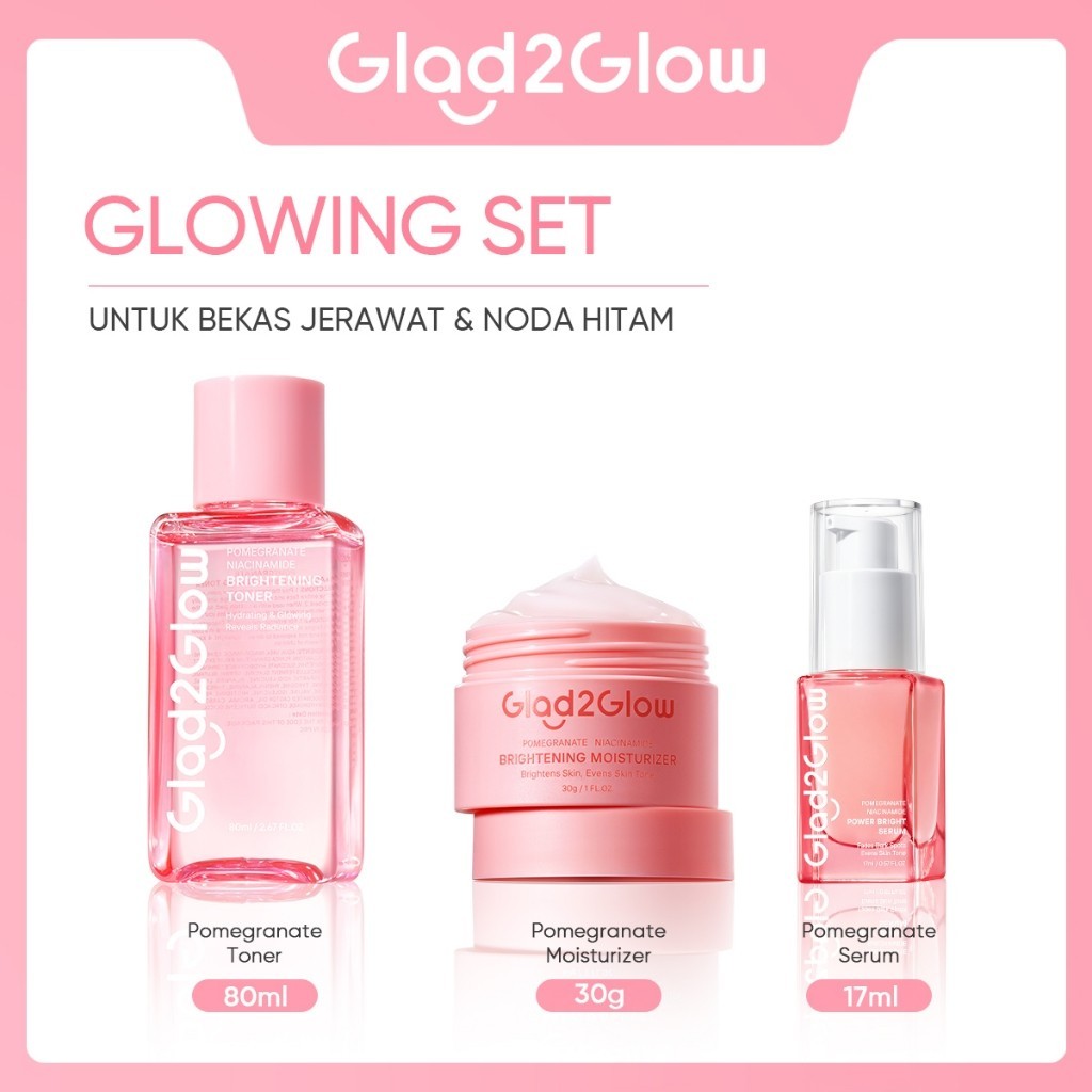 Glad2Glow Toner Complete Series 80ml-Brighten/Acne Toner/Barrier/Exfoliating toner-Skincare toner badan face mist hydrating toner centella toner wajah eksfoliasi water g2g toner hydrating gloglowing brightening exfoliasi glycolic madeca g2g official store