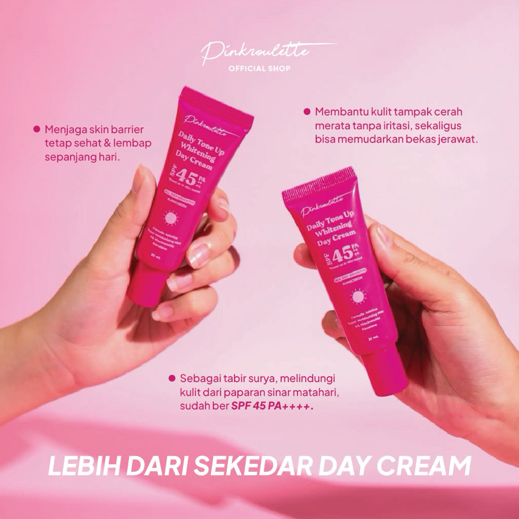 PinkRoulette - Tone Up Whitening Daycream Sunscreen SPF 45 PA++++ | Tinted Sunscreen, Krim Pencerah Wajah, Tone Up Cream