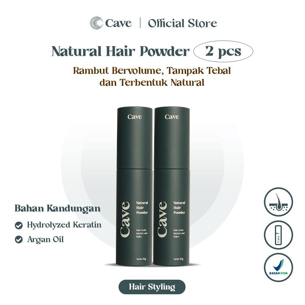 Cave Natural Hair Powder 10 gr - Bedak Styling Rambut Pria Membuat Bervolume Tebal & Anti Lepek