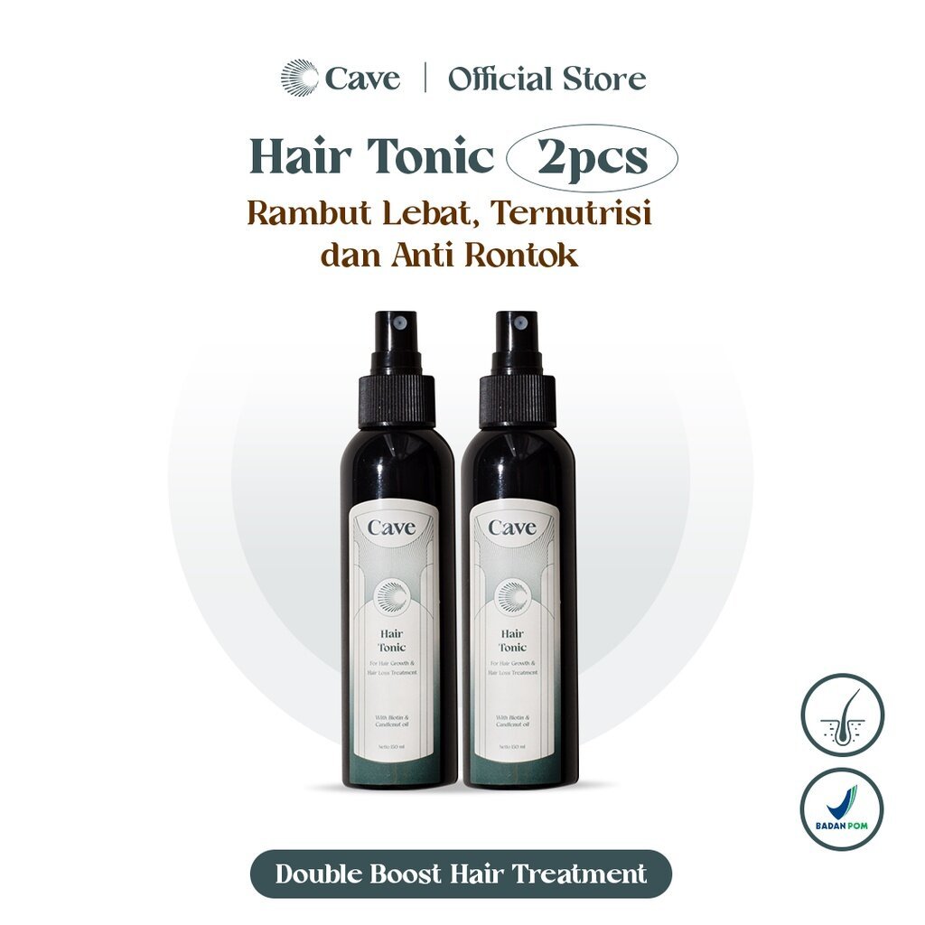 CAVE Hair Tonic 150 ml - Penumbuh Pemanjang Pelebat Rambut Pria Mengurangi Rontok & Kebotakan