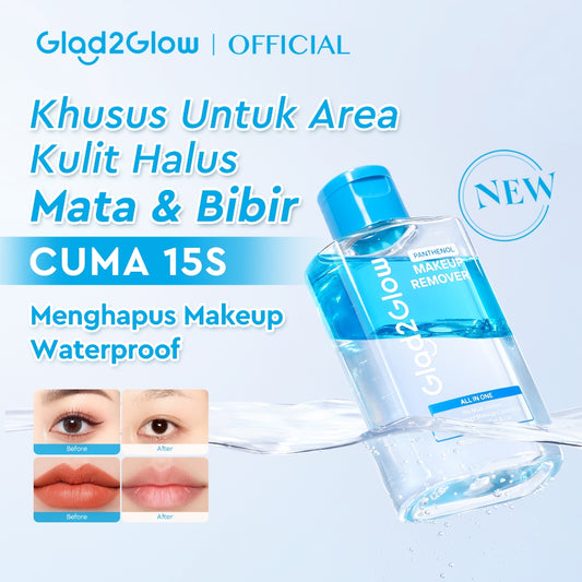[NEW LAUNCH]Glad2Glow All IN ONE MAKEUP REMOVER Untuk Semua Kulit Lembut cleansing oil Micellar water Penghapus Makeup Waterproof Hapus Riasan Tahan Air dengan dan Dual-Phase Makeup Melting Solution Tanpa Iritasi untuk Kulit Sensitif g2glow official store
