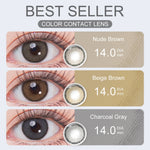 [Diameter kecil Kit]Magister Softlens Minus Kit 14.0mm softlens paketan lengkap minus Nude Brown OMG