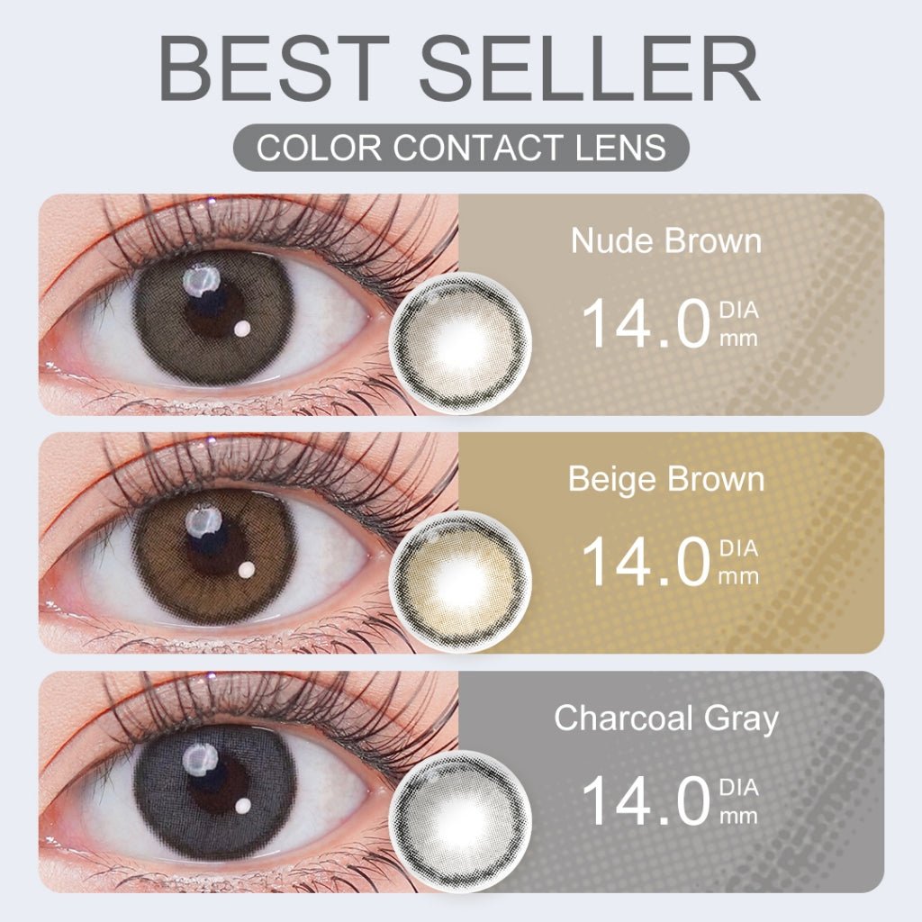 [Diameter kecil Kit]Magister Softlens Minus Kit 14.0mm softlens paketan lengkap minus Nude Brown OMG