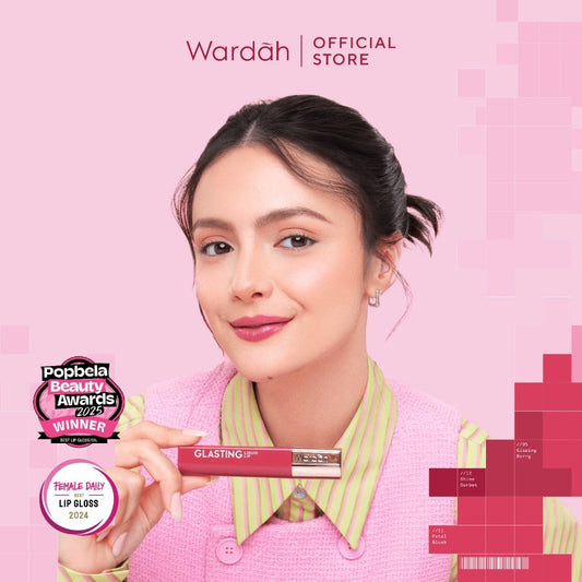 BEST SELLING! WARDAH Glasting Liquid Lip PINK POWER Lip Stain Lipgloss Lipstik Liptint Lip Matte Lipstick Lipcream Cleopatra Look Lip Cream Glossy Lip Longlasting Waterproof Tahan Lama Glaze Lip Makeup Two Tone Lip