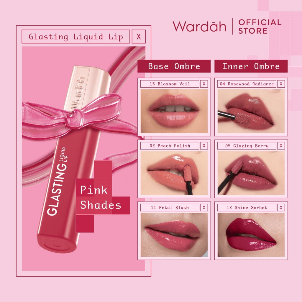 BEST SELLING! WARDAH Glasting Liquid Lip PINK POWER Lip Stain Lipgloss Lipstik Liptint Lip Matte Lipstick Lipcream Cleopatra Look Lip Cream Glossy Lip Longlasting Waterproof Tahan Lama Glaze Lip Makeup Two Tone Lip