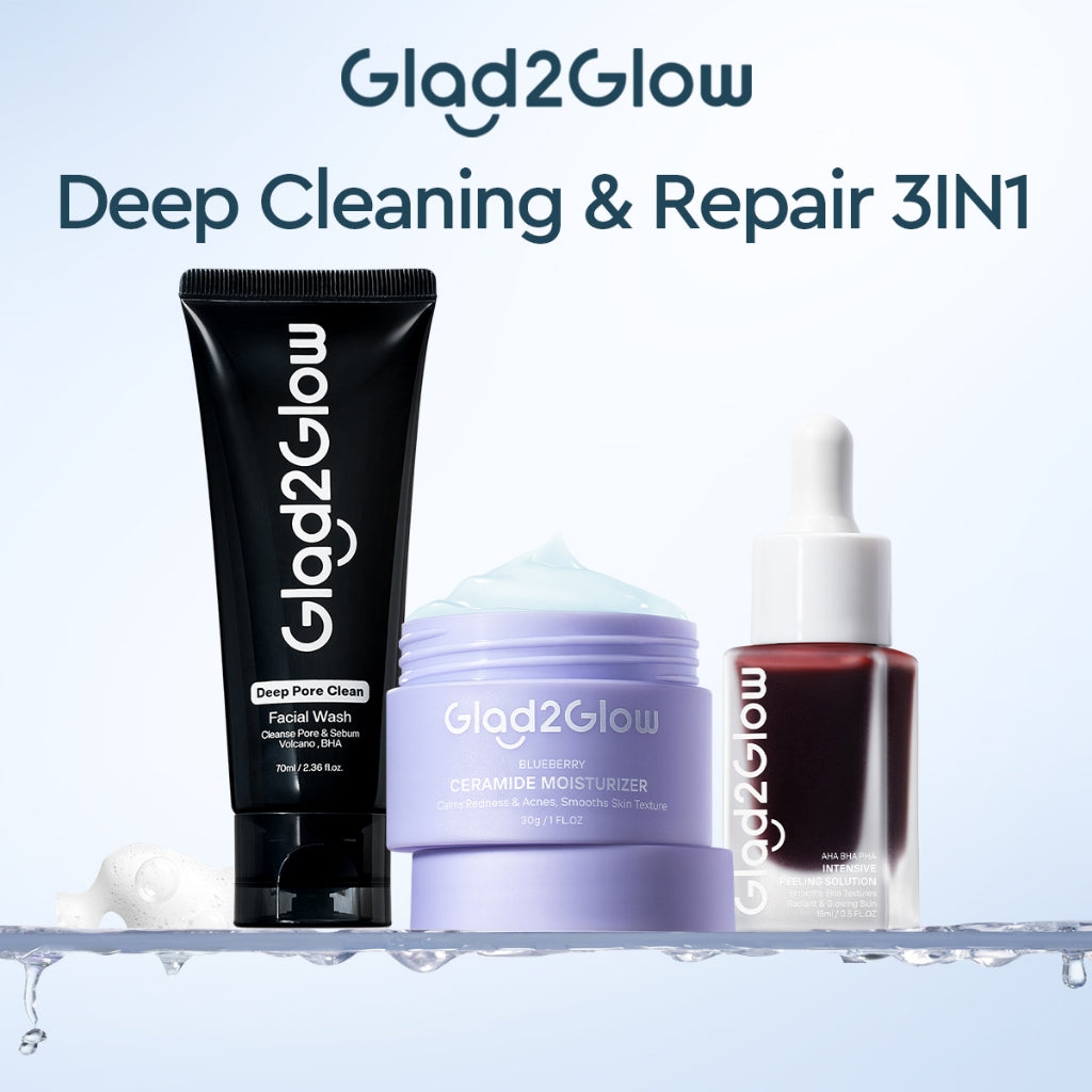 [NEW]Glad2glow Cleansing and Care Super Combo Volcanic Ash+BHA Deep Pore Clean Facial Cleanser Mencegah Komedo Face Wash Anti Jerawat Mengontrol Minyak Mencerahkan Kulit Mengecilkan Pori-Pori Pembersihan Mendalam g2glow official store