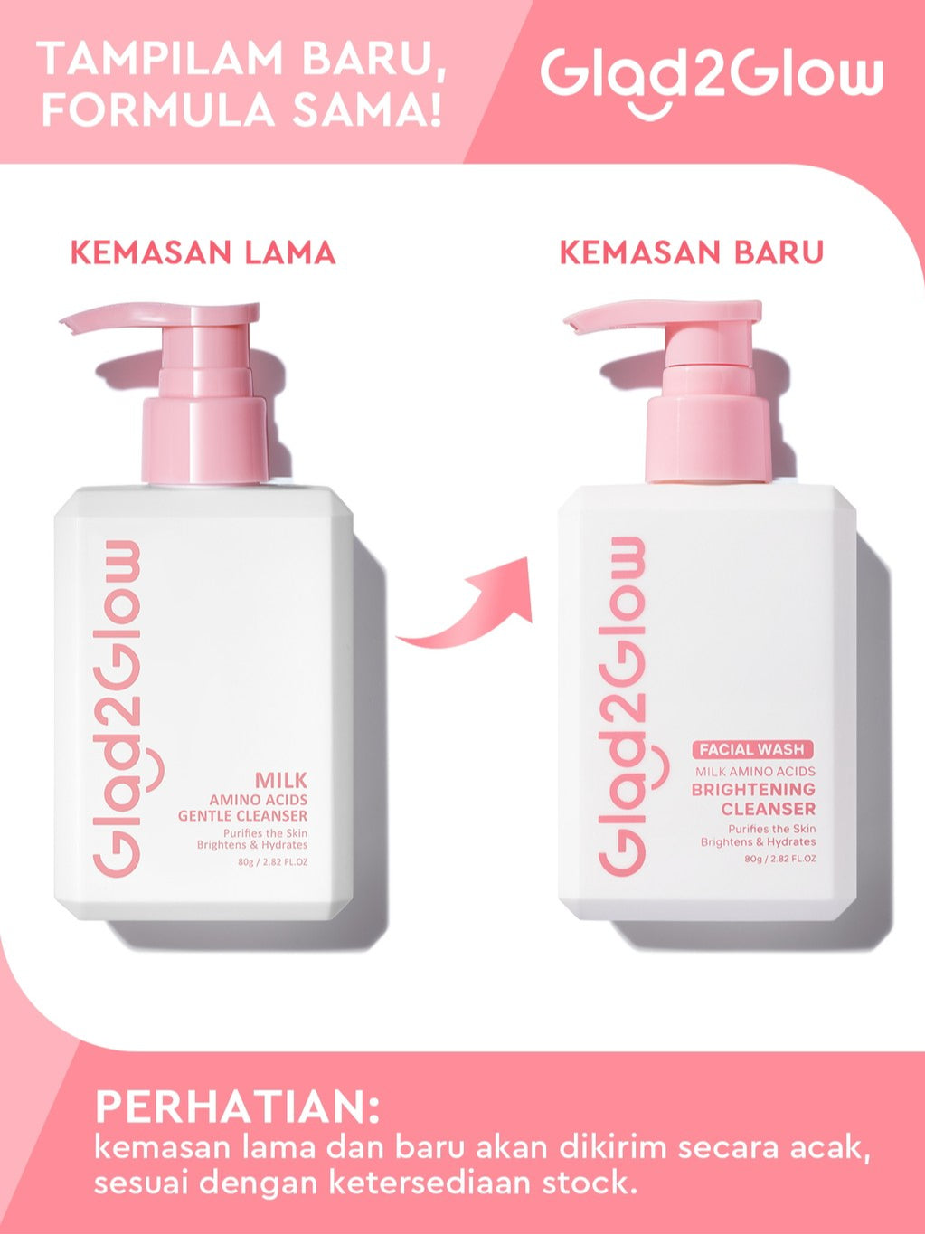 Glad2Glow Milk Amino Acid Gentle Cleanser Brightening facial wash skincare face wash sabun cuci muka cleansing balm exfoliating exfoliasi wajah sabun muka pembersih wajah Mencerahkan wajahMelembabkan kelembaban Mengandung asam amino g2glow official store