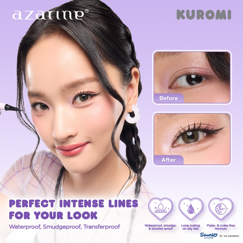 Azarine Line Lash Lips [3 PCS] High Up! Lashting Mascara Dual Finish Lash Lift Effect + Intense Bold Starliner Longlasting Waterproof + Play Pop Glossy Tint Liptint Glossy Tahan Lama