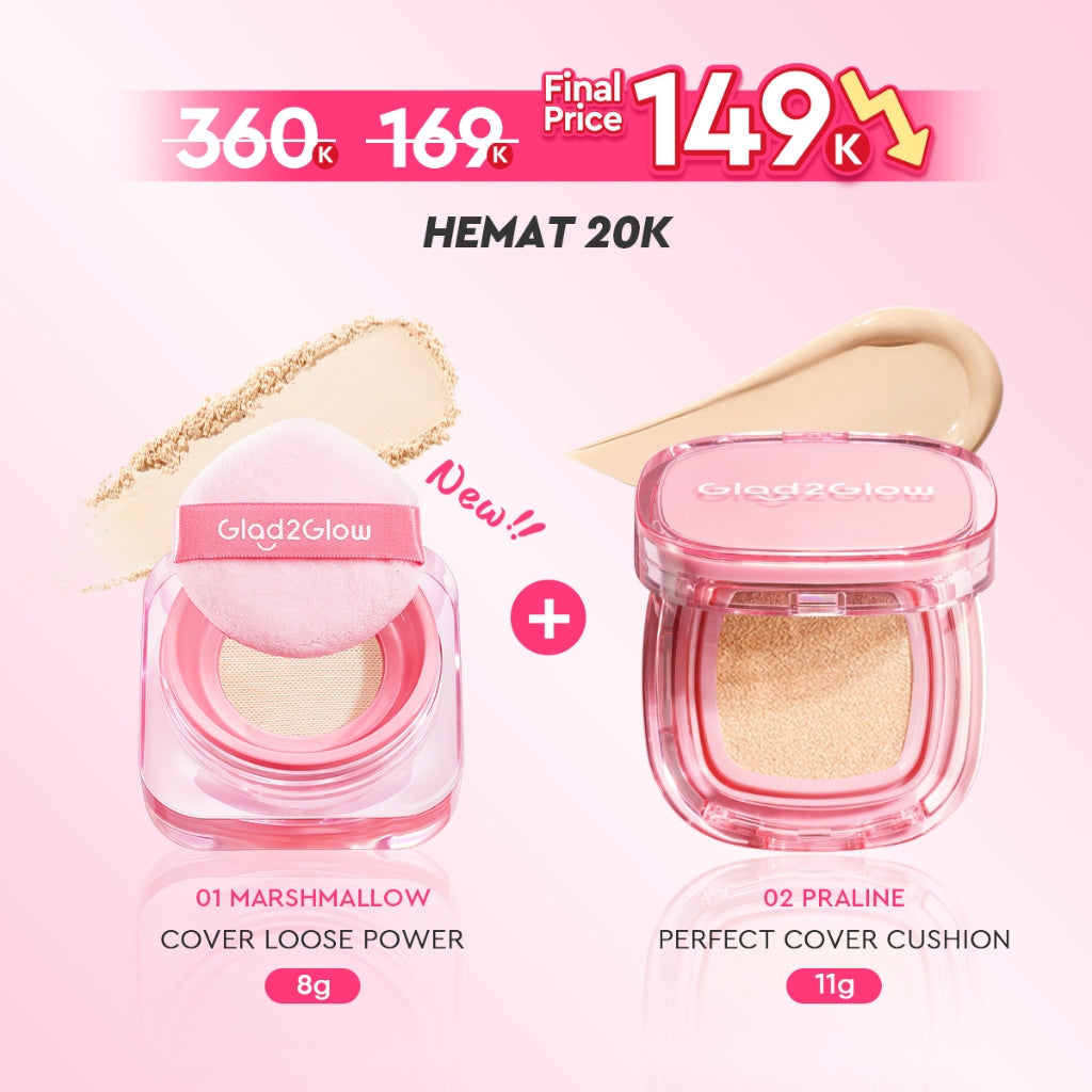 Glad2Glow Perfect Blur&Cover Loose Powder oil control Finishing Kontrol Minyak Tahan Lama Anti Luntur Halus Sempurna & Cover Tinggi bedak padat bedak tabur two way cake cushion foundation setting spray make up g2g glad2glow official store