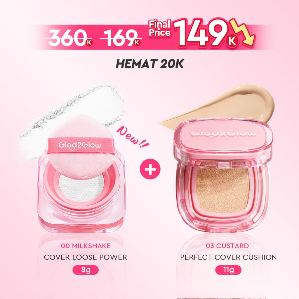 Glad2Glow Perfect Blur&Cover Loose Powder oil control Finishing Kontrol Minyak Tahan Lama Anti Luntur Halus Sempurna & Cover Tinggi bedak padat bedak tabur two way cake cushion foundation setting spray make up g2g glad2glow official store