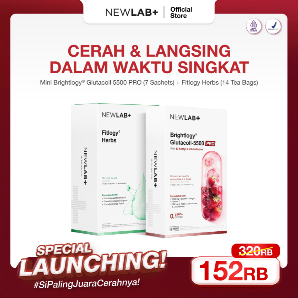 [Best Bundling New Launch] NEWLAB Brightlogy GlutaColl-5500 - PRO| Collagen Glutathione Drink | 13X Efektif Kulit Cerah & Sehat | S-Acetyl-L-Glutathione|Efektif Memutihkan 13X |14 Sachet