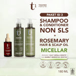 PAKET ISI 3 - Makarizo T1 Techno Nature Micellar Shampoo & Conditioner 180 mL + Rosemary Scalp & Hair Oil 40mL