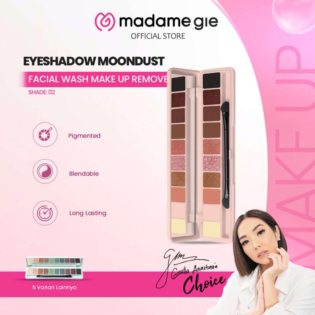 [FLASH SALE] Madame Gie Eye Illusions Moondust Temptation Eyeshadow Palette 10 Warna - Makeup Eyeshadow | Shimmer & Matte | Pigmented & Tahan Lama | Blendable | Natural Look
