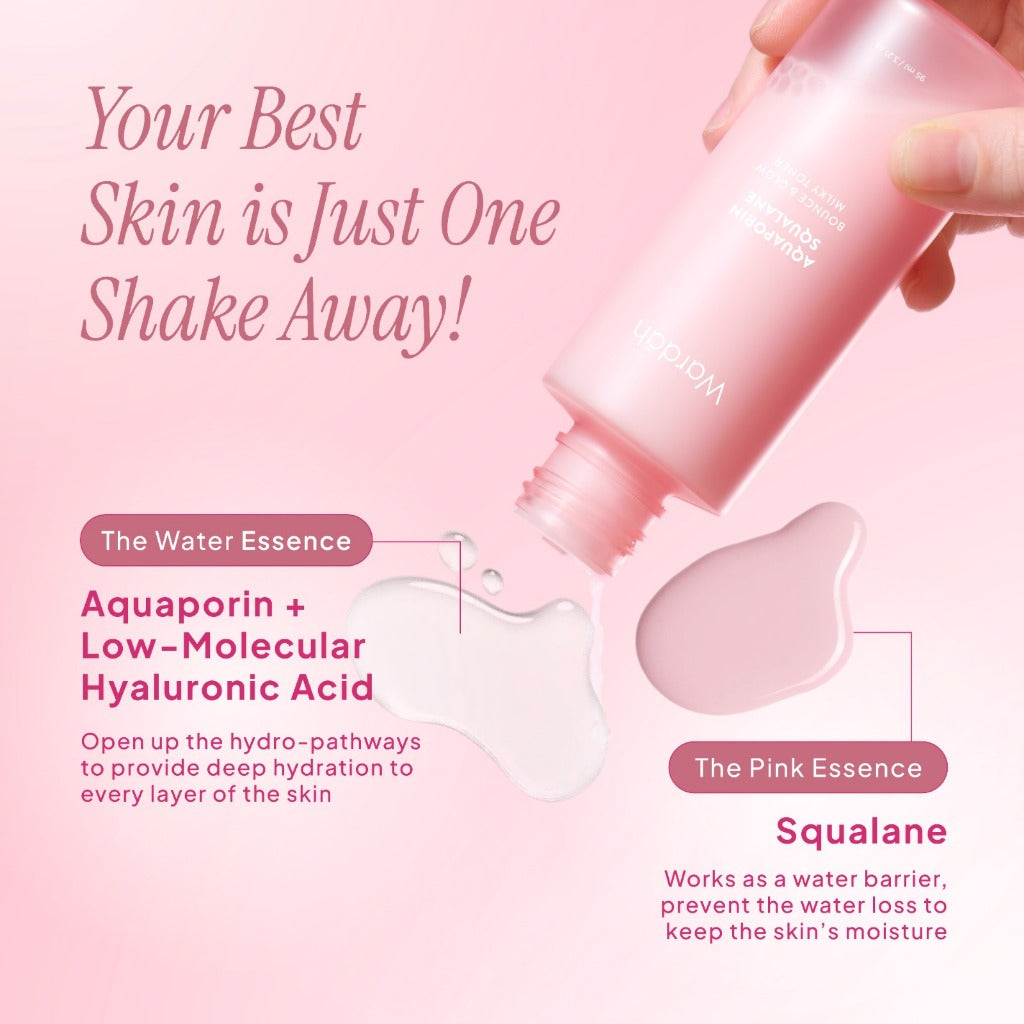 NEW! Wardah Aquaporin Squalane Bounce Glow Milky Toner 3 Liposome Ceramide Aquaporin95 ml Meningkatkan Hidrasi dan Memperbaiki Skin Barrier Untuk Kulit Glow dan Bouncy Toner Badan - Skincare