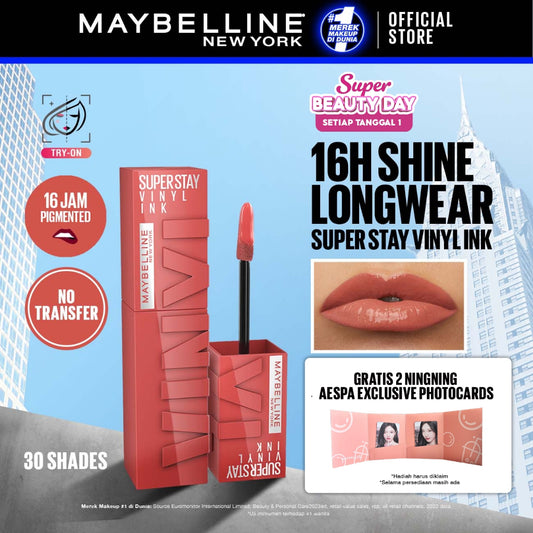 [4 NEW SHADES MILK TEA LIMITED EDITION] MAYBELLINE OFFICIAL Superstay Vinyl Ink 4.2 ml - Shiny Pigmented Liquid Lipstik Lipstick Make Up Lipcream Longlasting Waterproof Tahan Lama 16 Jam Lipstik Lipgloss Lipbalm Liptint