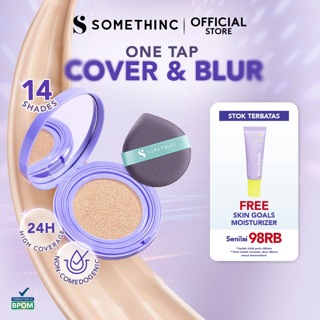 [BARU!] SOMETHINC COVERBLUR Pro Filter Breathable Cushion SPF 40 PA++++  - Seamless Cushion Dengan High Coverage | Smooth Satin Finish, Ringan Digunakan Di Wajah, Tahan Lama, Non comedogenic & Mengandung skincare