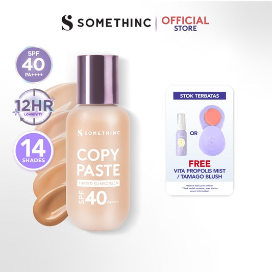 SOMETHINC Copy Paste Tinted Sunscreen SPF 40 PA++++ - Skin Tint Ringan Dengan Finish Dewy | Meratakan Warna Kulit Serta Melindungi Wajah Dari UVA & UVB, Mengandung skincare dan Tahan Lama