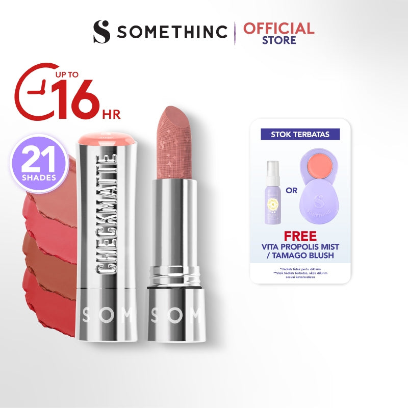 SOMETHINC Checkmatte Transferproof Lipstick - Lipstick Batang Transferproof, Nyaman Dan Tahan Digunakan Hingga 16 Jam | Mampu Menyamarkan Garis Di Bibir, Terasa Ringan, Dan Tidak Lengket, serta Smudgeproof
