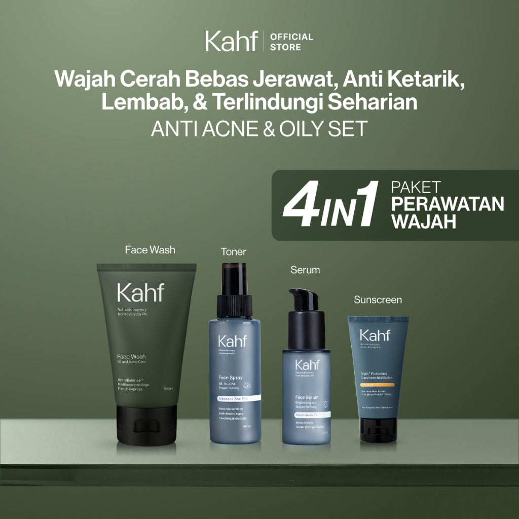 [SPECIAL 11.11 : KAHF BUNDLE 4IN1 PAKET PERAWATAN WAJAH] Paket Face Care Expert Complete Kit (Face Wash + Toner + Serum + Sunscreen Moisturizer) - Wajah Bebas Jerawat, Anti Ketarik, Lembab, & Terlindungi Seharian - Suitable for Daily Use