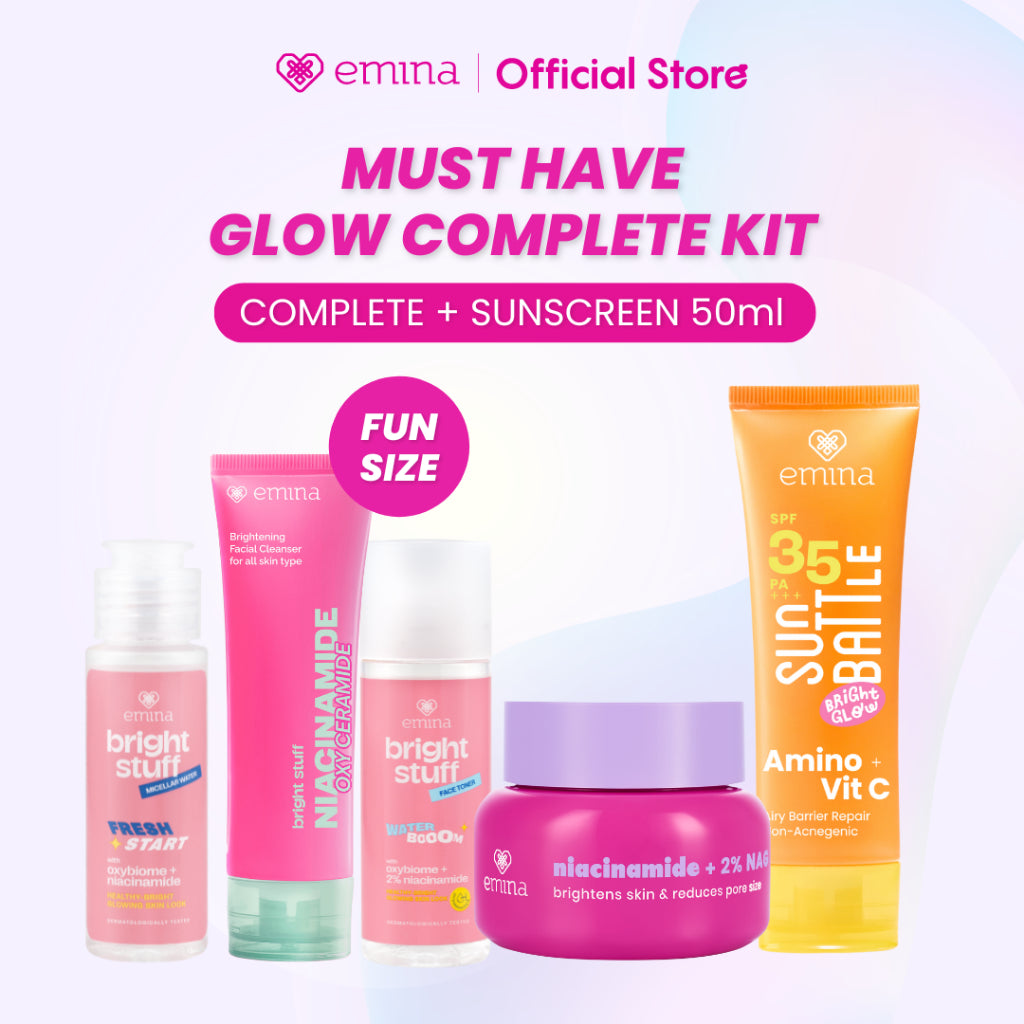 [SPECIAL 11.11] [MUST HAVE] GLOW COMPLETE KIT EMINA BRIGHT STUFF ISI 5 (Micellar Water, Face Wash, Toner, Serum, Moisturizing Cream)