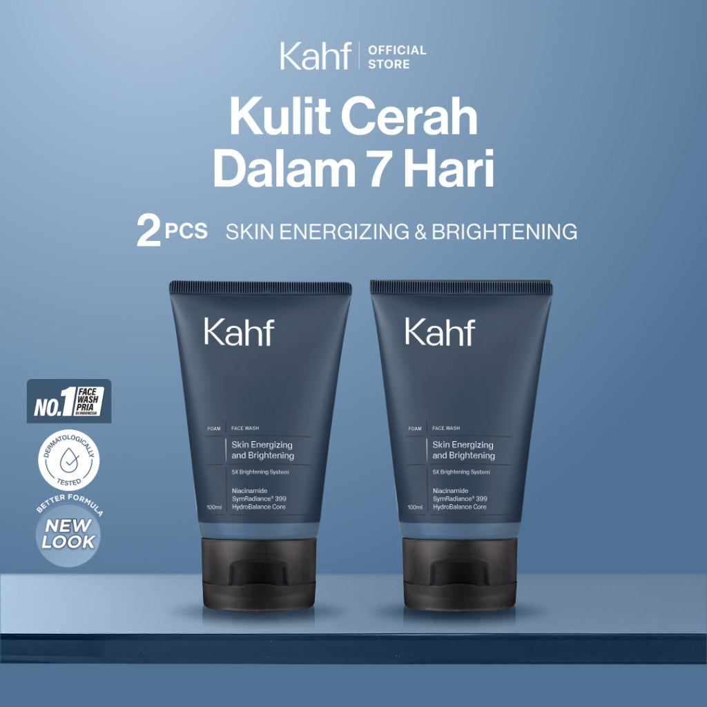 Twin Pack Kahf Face Wash Skin Energizing and Brightening 100 ml - 2 pcs Sabun Cuci Muka Pria untuk Membantu Mencerahkan Wajah - Suitable for Daily Use
