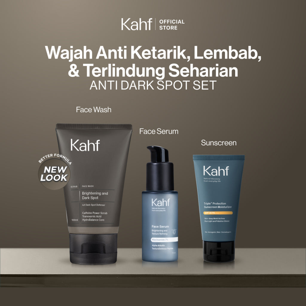 [KAHF BUNDLE 3IN1 PAKET PERAWATAN WAJAH : WAJAH ANTI KETARIK, LEMBAB, & TERLINDUNGI SEHARIAN] Paket Face Care Expert Complete Kit (Face Wash + Serum + Sunscreen Moisturizer) - Suitable for Daily Use