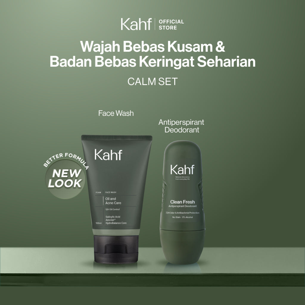 [KAHF BUNDLE 2IN1 PAKET PERAWATAN DAILY USE ESSENTIALS : WAJAH BEBAS KUSAM & BADAN BEBAS KERINGAT SEHARIAN] Paket Personal Care (Face Wash + Deodorant) - Suitable for Daily Use - Purify Set