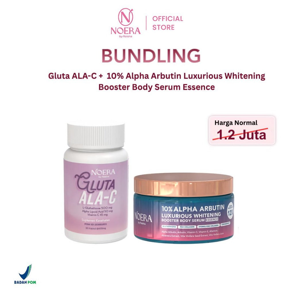 Noera Bundling Gluta ALA-C + 10% ALPHA ARBUTIN Luxurious Whitening Booster Body Serum Essence