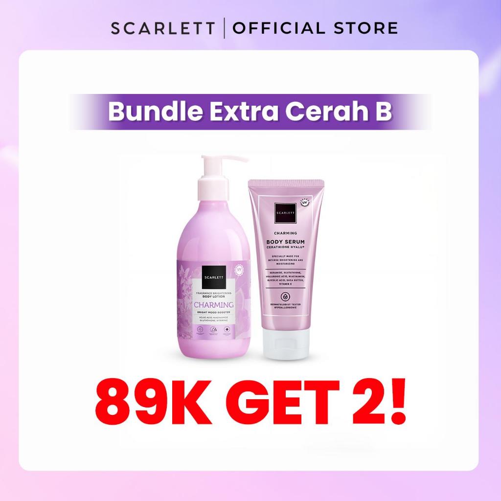 Scarlett Whitening Bundle Extra Cerah - Fragrance Brightening Body Lotion Bright Mood Booster